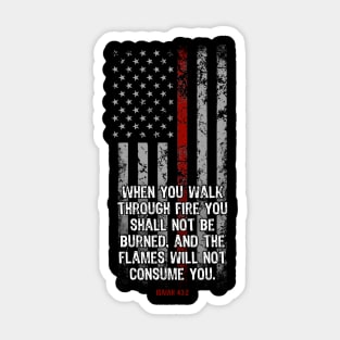 Thin Red Line Firefighter Bible Verse Sticker